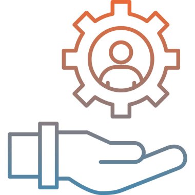 hand holding gear icon. vector illustration