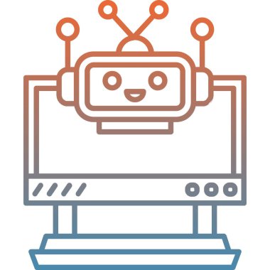 Dizüstü bilgisayarı olan robot, vektör illüstrasyonu