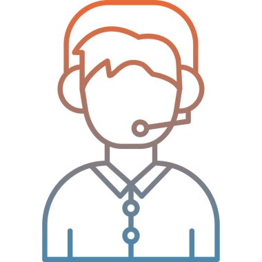 Doldurulmuş dış hat biçiminde çağrı merkezi operatör simgesi