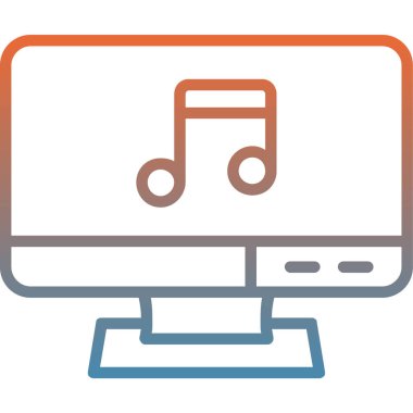 dizüstü bilgisayar müzik ikonu vektör illüstrasyonu