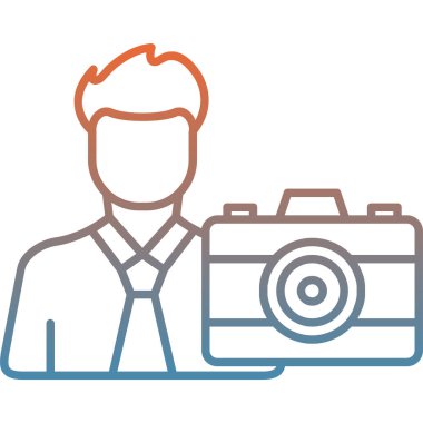 Fotoğrafçı düz simgesi, vektör, illüstrasyon