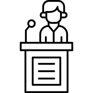 Mikrofon simgesi olan bir iş adamının vektör çizimi