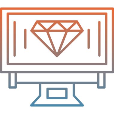 Elmas içeren bilgisayarın vektör simgesi