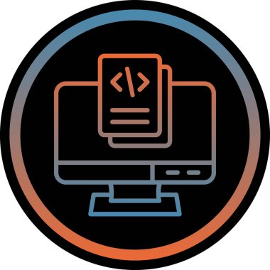 Web simgesi, kodlamanın vektör illüstrasyonu