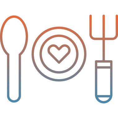 Çatal, bıçak, kaşık ve kaşık ile bir kalbin sanat tasarımının vektör çizimi