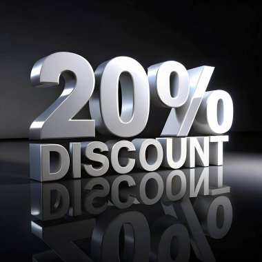 % 20 'lik indirimli ileti canlı olarak gösteriliyor
