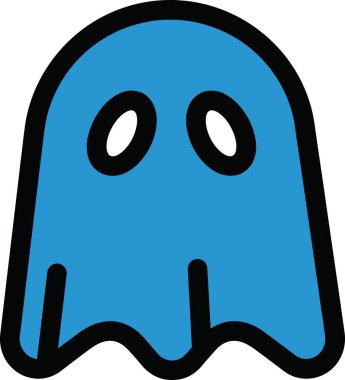 Mavi vücutlu, siyah çizgili ve oval gözlü şirin bir çizgi film hayaleti. Basit tasarım, Cadılar Bayramı, uygulamalar veya grafik tasarımı için mükemmel..