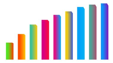 Renkli Bloklar Veri Görselleştirme için Büyüyen Sütun Çizelgesi. Renkli Büyüyen Sütun Çizelgesi