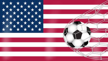 ABD Bayrağı ve Spor Aksesuarları 'nda izole edilmiş, Gol Ağı' nda Futbol Futbolu