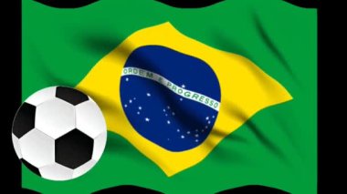 Brezilya bayrak sallıyor ve futbol topu animasyonu oynuyor