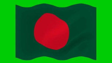 Bangladeş Dalgalanan Bayrağı Yeşil Arkaplanda izole edildi