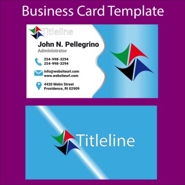 Business Card with free copyright logo green red black and blue with sky blue and white theme clipart