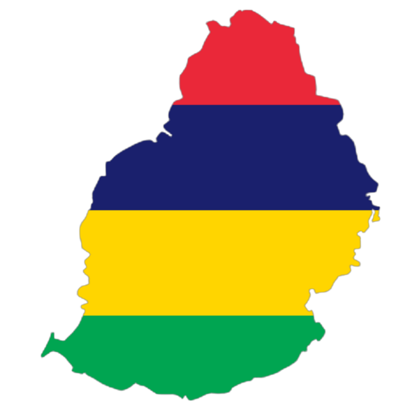 Mauritius bayrağı haritada