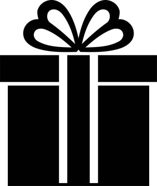Kara Hediye Kutusu Vektör Simgesi - Mevcut & Kutlama Sembolü