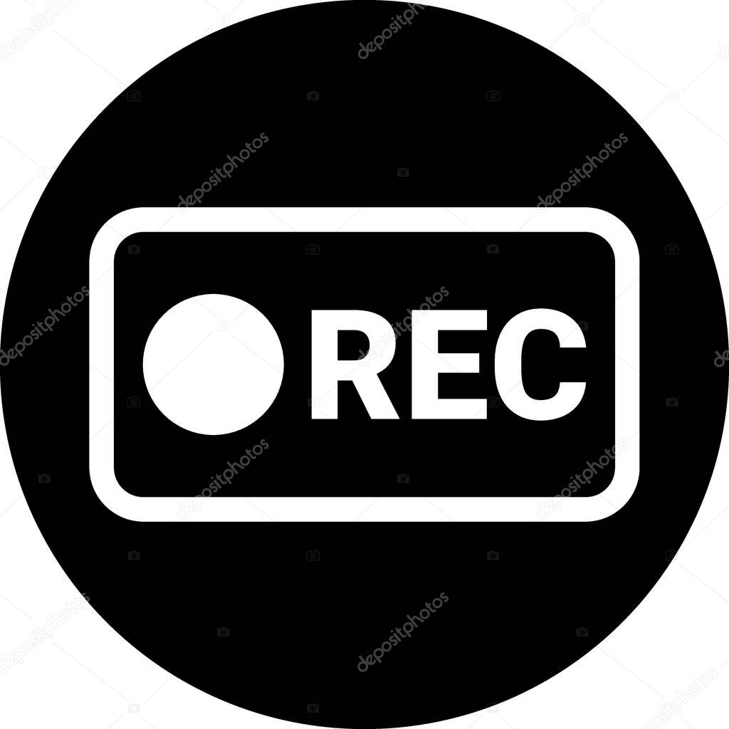 REC Recording Symbol - Black Circle Icon
