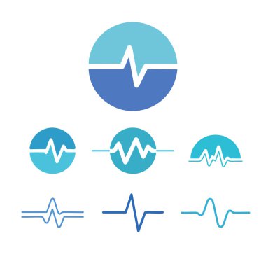 Kalp atışı nabız çizgisi ikonu hazır. Kalp atışı nabız çizgisi simgelerinin çeşitli şekillerde toplanması, tıbbi, sağlık ve teknoloji tasarımları için mükemmel..