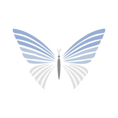 Mavi ve gri kanatlı soyut kelebek tasarımı. Mavi ve gri kanatlı bir kelebeğin zarif, stilize bir tasviri, tasarımlarınıza güzellik ve doğa katmak için mükemmel..