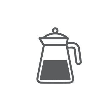 Saplı cam sürahi. Saplı cam sürahi tasvir eden basit bir çizgi çizimi simgesi, mutfak veya içecekle ilgili tasarımlar için mükemmel.