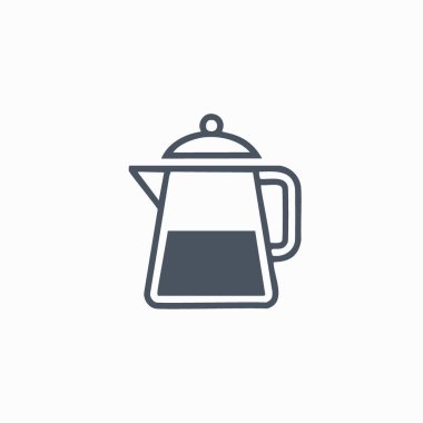 Cam çaydanlık ikonu tasarımı. Cam çaydanlığın basit bir çizgisi çizimi, mutfak ve içecekle ilgili tasarımlar için ideal..