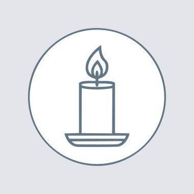 Mum ikonu illüstrasyonu. Yanmış bir mumun basit bir çizgisi çizimi. Web tasarımı, uygulama geliştirme veya diğer yaratıcı projelerde kullanım için mükemmel.