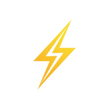 Sarı yıldırım sembolü tasarımı. Basit ve modern yıldırım grafiği sarı renkte. Markalaşma, logo ve diğer tasarım projeleri için mükemmel..