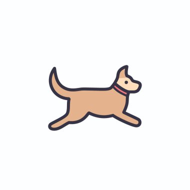 Çizgi film köpeği çizimi. Neşeli bir ifadeyle hareket eden bir köpeğin sevimli çizgi film çizimi. Evcil hayvan projeleri, sosyal medya veya web siteleri için mükemmel.