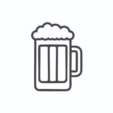 Bira kupası taslak ikonu. Köpüklü bira bardağının basit bir sanat simgesi. Birahane, bar, bar ve restoran tasarımlarında kullanmak için mükemmel..