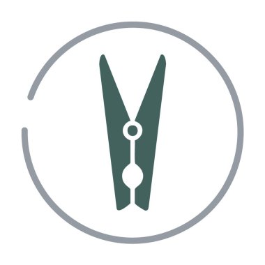 Çemberin içinde mandal simgesi var. Çemberin içindeki basit, modern bir kıyafet mandalı. Çamaşırhanede veya evle ilgili tasarımlarda kullanılmak için ideal.