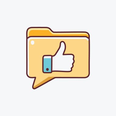 Baş parmaklar yukarı simgesi olan dizin. Onaylamayı sembolize eden, olumlu geri bildirim ya da başarılı bir dosya içeren sarı klasör. Dijital içerik, web tasarımı ve teknoloji kavramları için ideal.