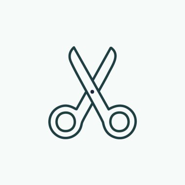 Basit makas simgesi tasarımı. Basit bir makasın siyah beyaz çizgi çizimi. Temiz, modern ve minimalist grafik.