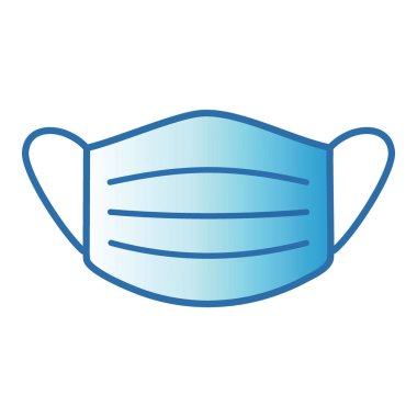 Tıbbi yüz maskesi çizimi. Mavi tıbbi yüz maskesinin basit bir çizimi, sağlık ve güvenlik için görsel yardım sağlıyor..