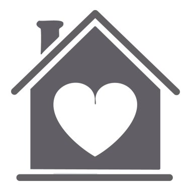 Aşk ikonu. Sevgi ve konutun görsel temsili, sevgi ve bakım yerini sembolize eder..