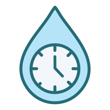Su bırakma zamanı yönetim simgesi. Su tüketimindeki her saniyenin önemini sembolize eden anın ve akışın görsel temsili.