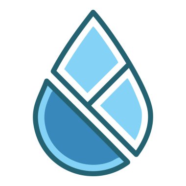 Soyut su damlası ikonu tasarımı. Modern geometrik su damlası logosu mavi renklerde tasarlandı. Su, su ve çevresel sürdürülebilirlik konusunda uzmanlaşmış bir şirket için mükemmel..