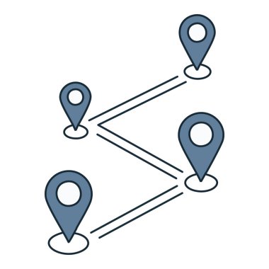 Harita işaretli rota. Projenizi konum işaretleyicileri, seyahat, lojistik veya teslimat konseptleri ile işaretlenmiş bir yolculuk yolunun bu görüntüsüyle görüntüleyin.