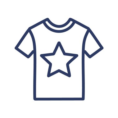 Yıldızlı tişört tasarımı. Yıldız tasarımlı basit bir tişört çizimi, moda, marka ve grafik tasarım projeleri için mükemmel..