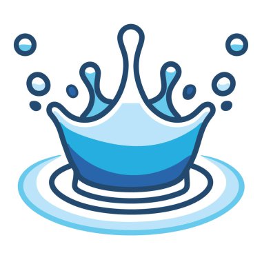 Mavi su damlası, taç tasarımı. Mavi bir su damlasının karikatür çizimi bir taç şekli yaratıyor. Markalaşma, logo ve sosyal medya paylaşımları için mükemmel..