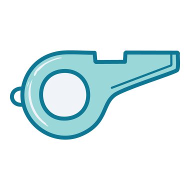 Islık simgesi, mavi, beyaz arkaplan. Basit, temiz, mavi ıslık simgesi beyaz bir arkaplanda izole edilmiş. Spor, hakem ya da antrenör teması için mükemmel..