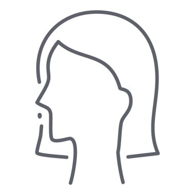 Kadın profili taslak simgesi. Temiz ve modern bir tasarıma sahip basit bir kadın profili çizimi. Markalaşma, web siteleri ve uygulama tasarımları için mükemmel.