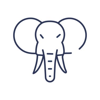 Fil ana hatlı ikon çizimi. Fil kafasının basit çizimi, gücü, bilgeliği ve iyi şansı simgeliyor..