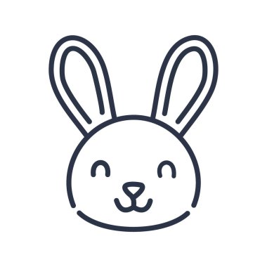 Mutlu tavşan taslağı çizimleri. Neşeli bir ifadeyle sevimli bir tavşanın tasviri. Görüntü mutluluğu, masumiyeti ve oyunculuğu ifade eder..