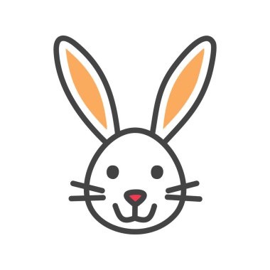 Şirin tavşan surat çizimi. Tavşan yüzünün basit ve büyüleyici bir tasviri. Neşeli ifade ve yumuşak renkler mutluluk ve masumiyeti işaret ediyor..