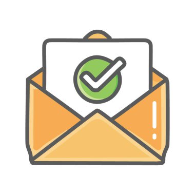 Onaylanmış e-posta. Yeşil işaretli zarf, onay, onay ya da kabulü gösterir.