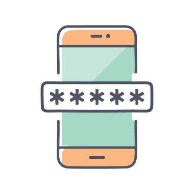 Telefon güvenlik simgesi. Şifreli bir akıllı telefonun görüntüsü, veri koruması ve dijital güvenliği temsil ediyor..