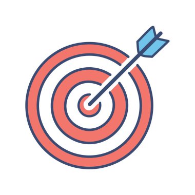 Target success. Arrow hitting bullseye, symbolizes achievement, aiming, focus, and precision. clipart