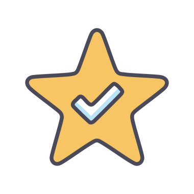 Yıldız işaretleme simgesi. Mavi işaretli sarı yıldız, başarıyı, başarıyı ve onayı simgeliyor..