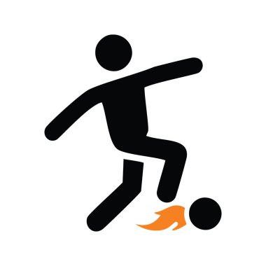 Atlet yanıyor. Alevli topa vuran kişi, tutkuyu, azmi ve spordaki kararlılığı sembolize eder..