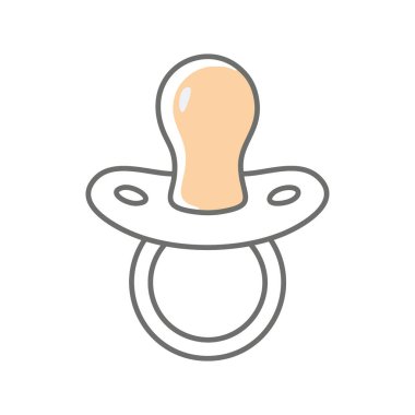 Bebek emziği ikonu. Basit, çizgi film tarzı bir emzik ikonu. Yeni doğanlarla, çocuklukla ya da ebeveynlikle ilgili tasarımlar için mükemmel.