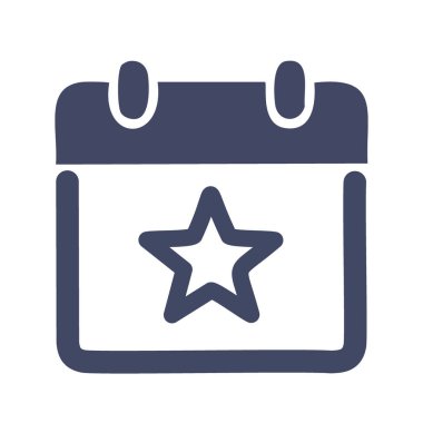 Takvim yıldızı simgesi. Bir yıldız ikonu ile takvim, önemli bir tarihi ya da özel bir olayı simgeliyor. Zamanlama, olaylar ve hatırlatıcılar için mükemmel.