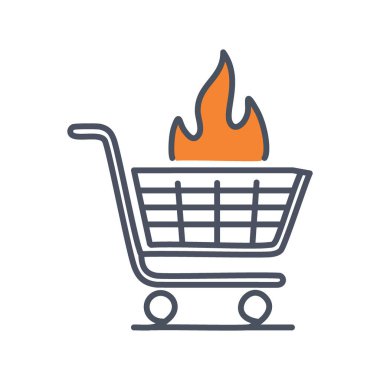 Yanan araba ikonu. Tepesinde ateş olan el arabası simgesi. Ateşli anlaşmaları ve alışveriş çılgınlığını simgeliyor..